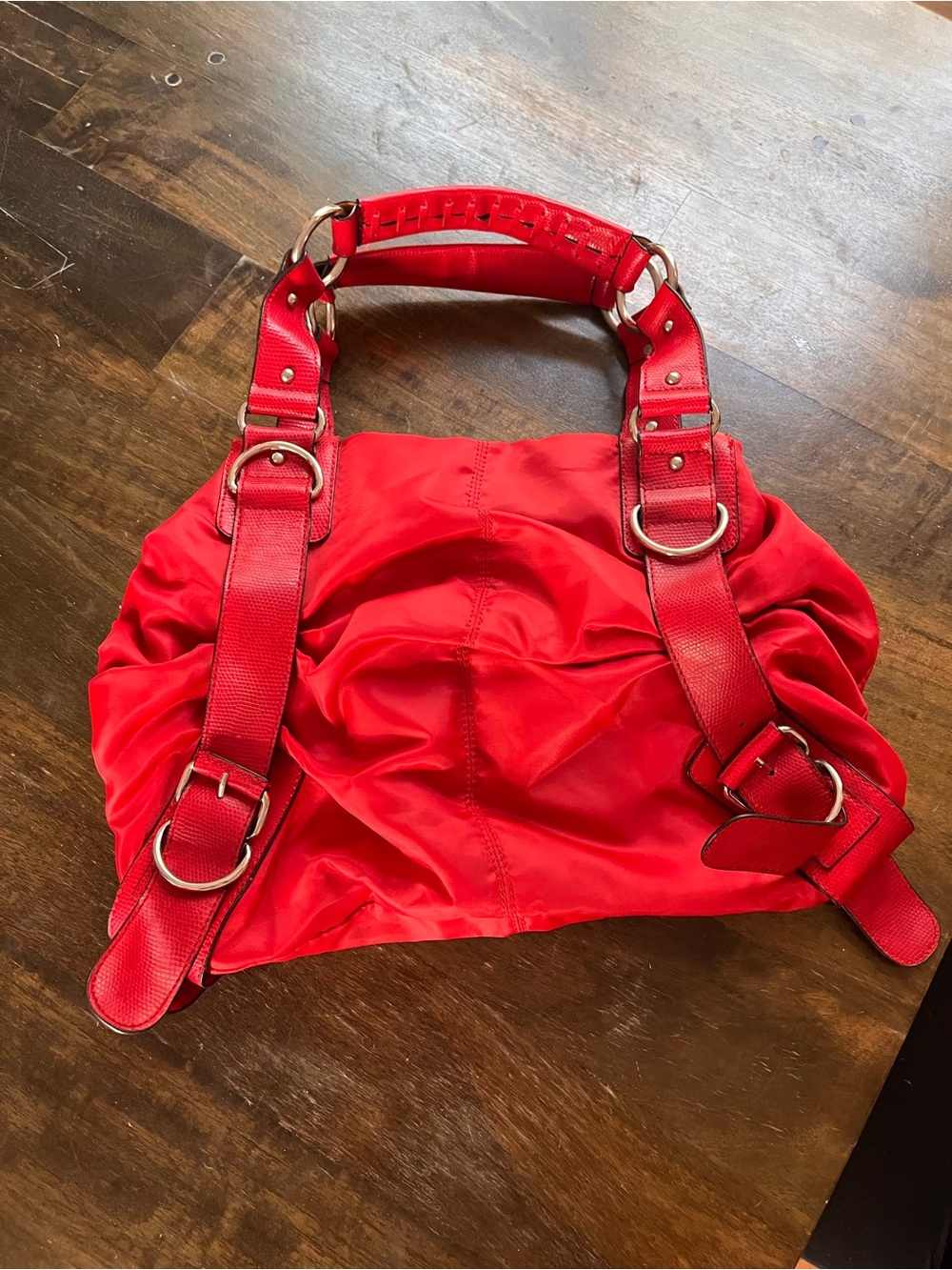 The Limited Red Shoulder Bag with Silver Hardware